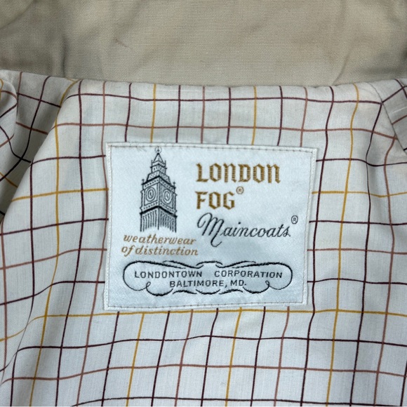 VTG London Fog Tan Double Breasted Belted Long Trench Coat Womens 8P Lightweight - Picture 4 of 14